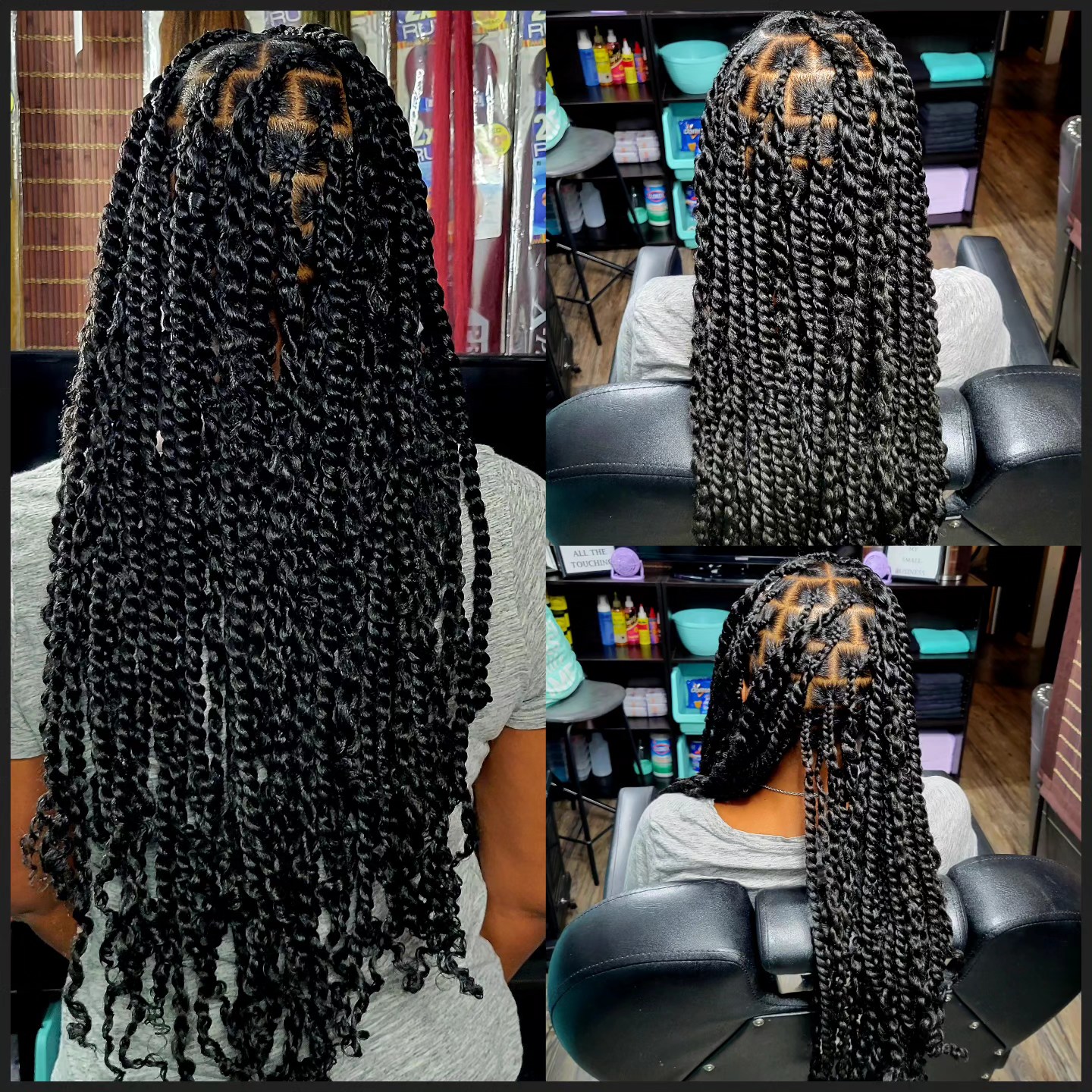 Boho twists, back and side views